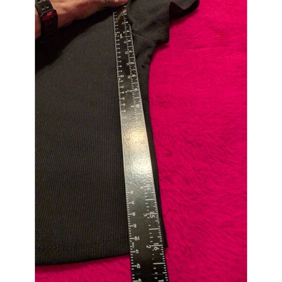 Sage + Stone Black Off Shoulder Ribbed Stretchy Crop Top Size M Modal Blend - Picture 6 of 6